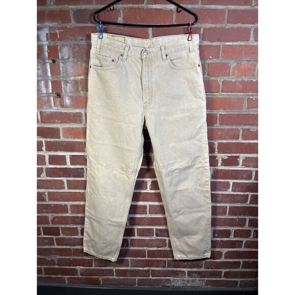 Vintage 90s Levis 550 Red Tab Tan Jeans Relaxed Fit USA Made 36W 32L, Real 36x32 - Picture 2 of 9